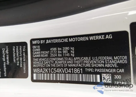 2019 BMW 230I xDrive z USA, uszkodzony, nr VIN WBA2K1C54KVD41861